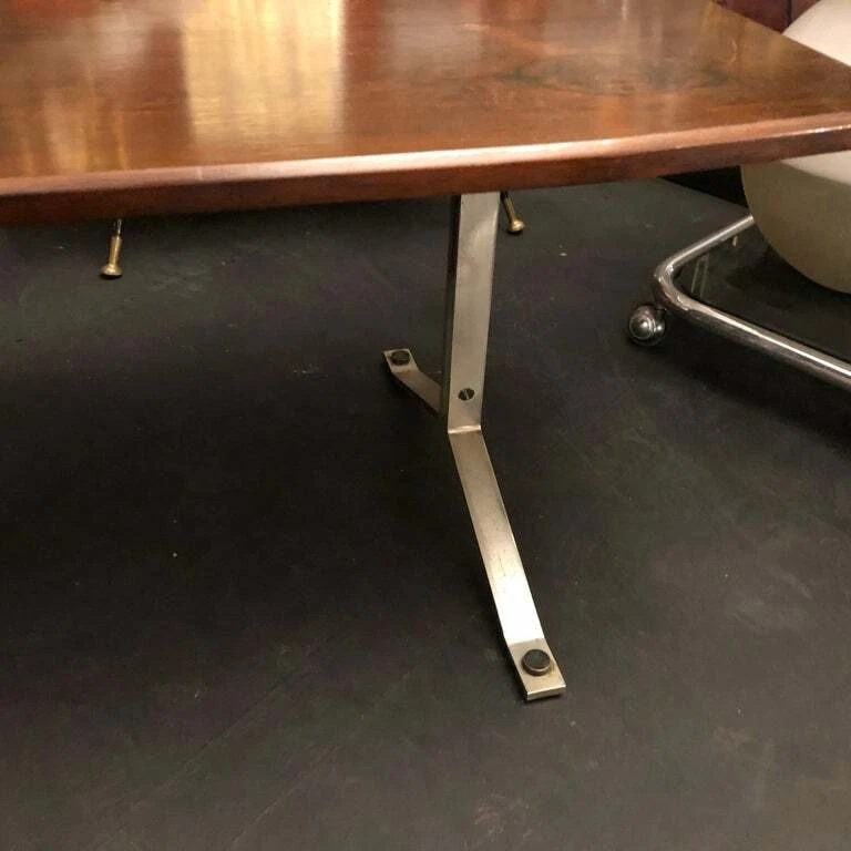 Mesa de centro italiana Mid-Century moderna de palisandro Rio y acero, alrededor de 1970 Foto 3 de 4