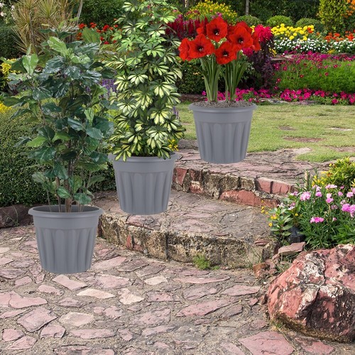 50cm Round Plastic Garden Planter Flower Pot Indoor Outdoor - Picture 23 of 32
