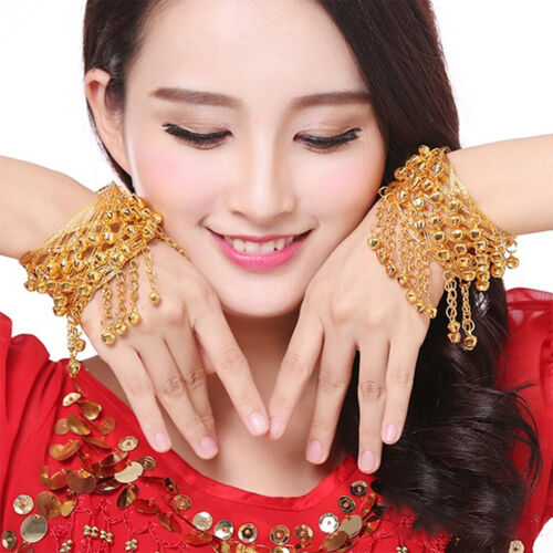 Gold Arm Chain Bracelet Arm Bangle Cuff Fashion for Belly Dance Vintage 2Pcs - Picture 1 of 8