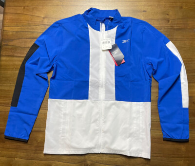 Reebox Windbreaker Jacket NWT Blue and White Mens Small