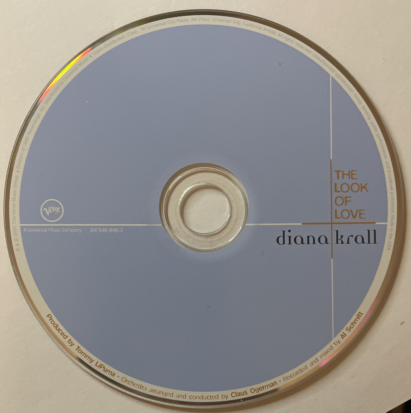 The Look Of Love by Diana Krall (CD, Verve, 2001) DISC ONLY BR