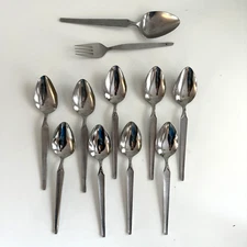 Stanley Roberts ,Cortina Stainless Flatware Japan 10 Spoons, 1 Fork