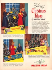 Western Union Christmas Ideas Children Santa Gram People Vintage Print Ad 1955