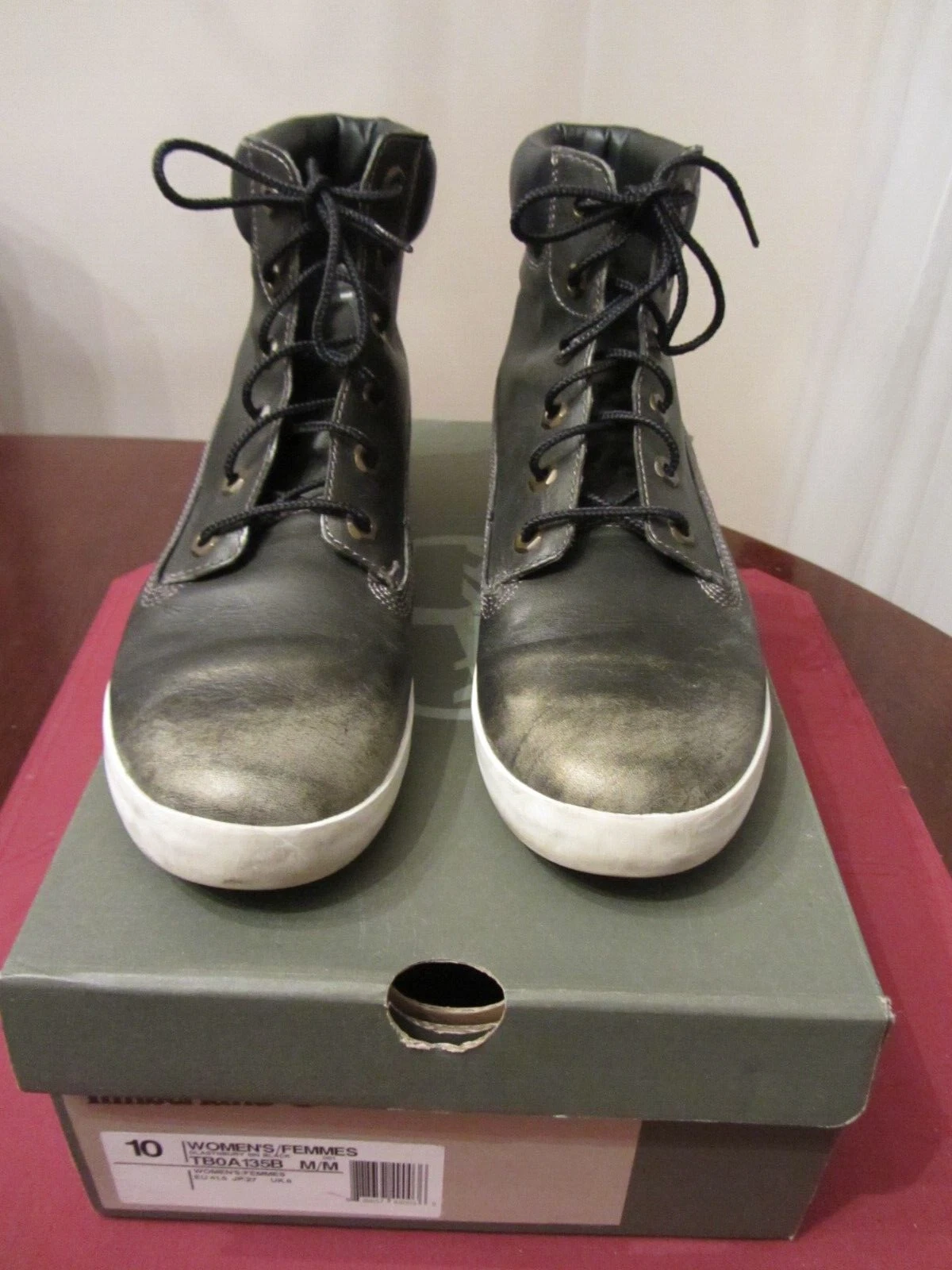 Timberland donna TAGLIA 10 scarpe alte stivali stringati NERO GLASTNBURY 6IN nero