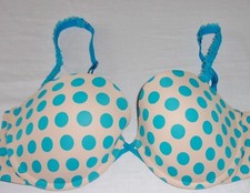Aerie Underwire Push Up Padded Bra - Beige  Aqua Polka Dots - 34D