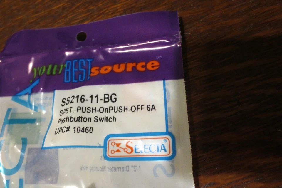 (3) Interruptor de terminales de tornillo SELECTA SS216-11-BG SPST pulsador ON-OFF 6A 125V Foto 2 de 3