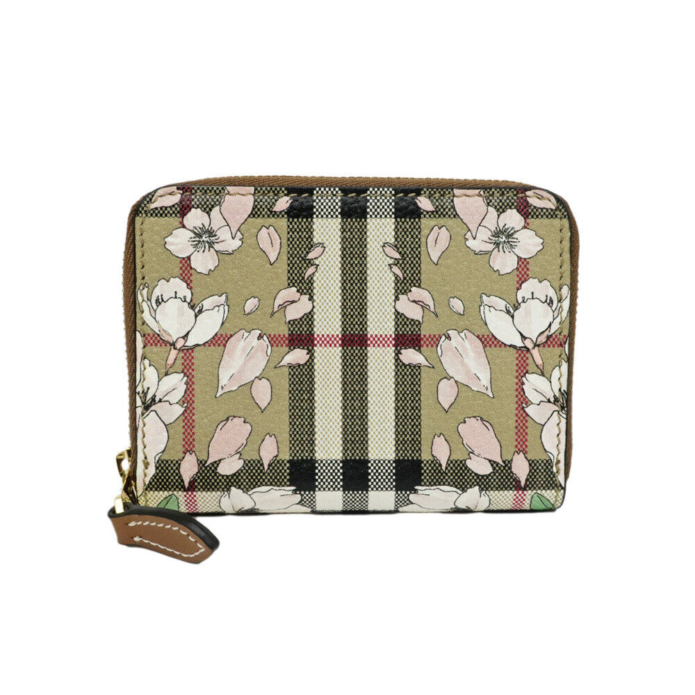 Burberry Round Zipper Coin Case Cherry Blossom Leather Beige Burberry Round Zipper Coin Case Cherry Blossom Leather Beige