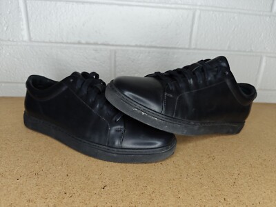 Allen Edmonds Black on Black Leather Canal Court Sneakers Mens