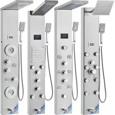 VEVOR LED Shower Panel Tower Massage System Rain&Waterfall Jets Stainless Steel