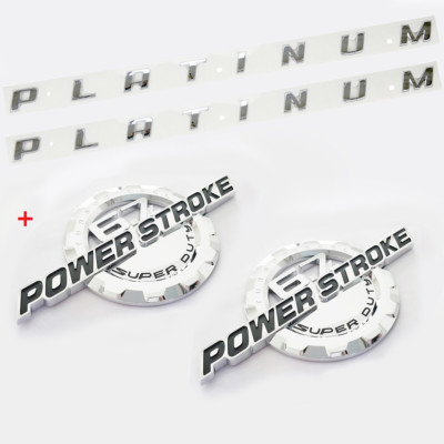 4 OEM Chrome 6.7L POWERSTROKE SUPER DUTY + PLATINUM Emblem for F250 F350