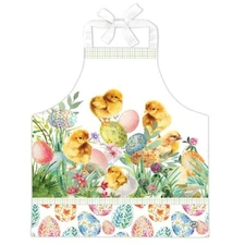 Michel Design Works Child's Apron Bunny Meadow Easter Spring Floral Chicks & Egg
