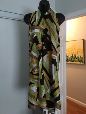 Michael Kors Multi Colored Yellow Green Knee Length Sleeveless Dress Sz  R2