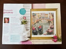 Tableau point de croix scène Venise / gondole **d'un magazine**