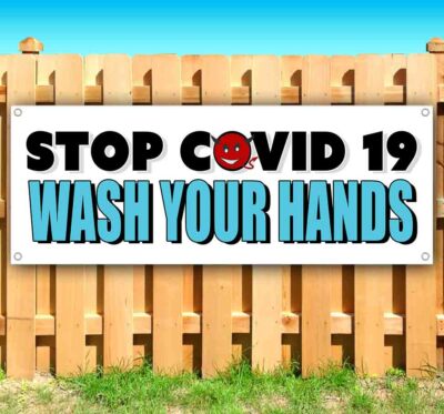 STOP VIRUS WASH YOUR HANDS Advertising Vinyl Banner Flag Sign Many Sizes