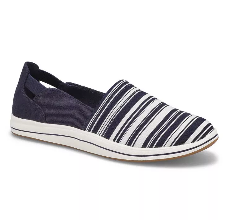 Clarks Cloudsteppers Shoes Womens Size 7 Slip On Breeze Step Striped Shoes. New