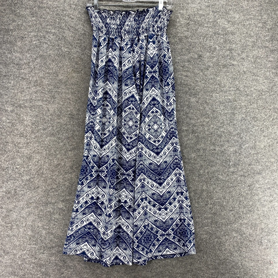 Pantalones chinos C'est La Vie para mujer XL azules geométricos tiro alto frente plano Foto 2 de 4