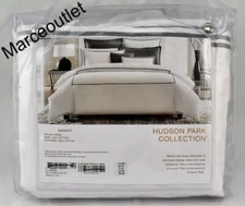 Hudson Park Italian Linens Cotton Percale KING Bedskirt White / Charcoal