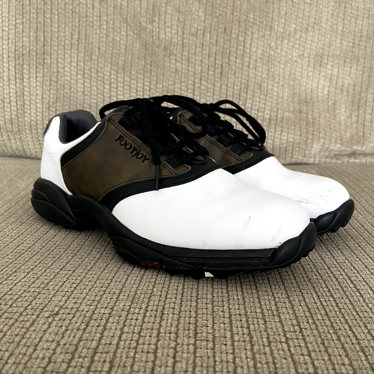 FootJoy GreenJoys Golf Shoes Mens 10‎ White Brown Good Spiked Saddle 45516 FOOTJOY Men main image 4