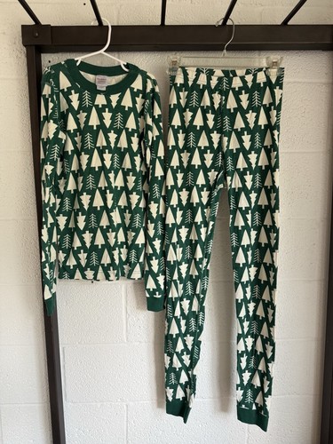 NWOT Hanna Andersson Holiday Pajamas SIZE 160 US 14 Green Trees Christmas