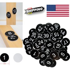 Engraved Black Plastic Number Tags 1 to 50 Flimsy Round Design for Daily Use