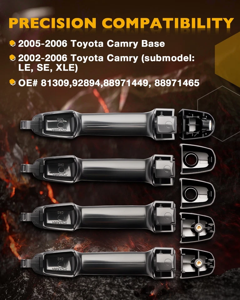 8X Exterior & Interior Inner Door Handles Set w/ Bezel For 2002-06 Toyota Camry - Image 2 of 4