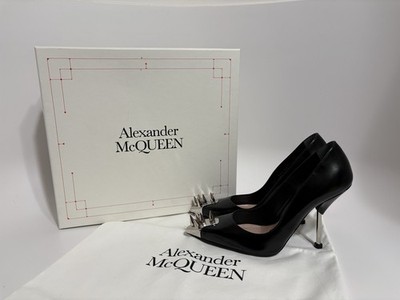 Alexander McQueen Black Leather Spike Heels 36 | eBay