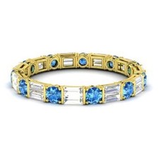 1.96 Ct Round Cut Natural Topaz Diamond Eternity Band 14K Yellow Gold 8,7,6