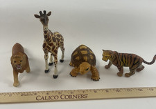 Vtg Safari Ltd Lot of 4 Animals Giraffe Tortoise Tiger Lion Good Condition 97/98