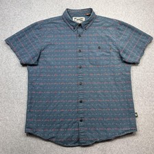 Howler Bros Shirt Mens Medium Blue Geometric Aztec Short Sleeve Button Down