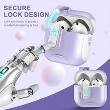 For Airpods Pro 3/4/Pro 2/3 Shockproof Stand Magnetic Secure Lock Case  Lanyard