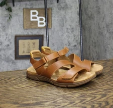 easy Spirit Womens Leat Strappy Flat Sandal SEMAVEY Medium Brown 8M