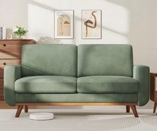 Green Corduroy Luxe 2 Seater Sofa | Deep Seat Loveseat for Small Spaces