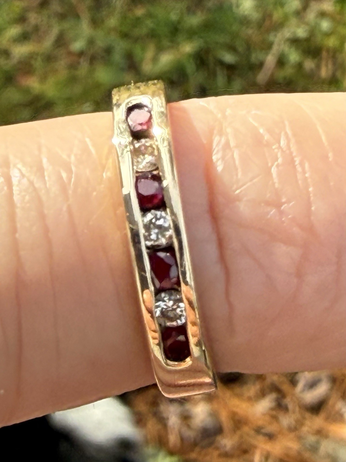 Stackable Ruby and Diamond Band in 14k Yellow Gol… - image 2