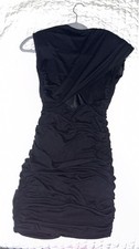 Black Ruched Sleeveless Bodycon Dress Short Solid Pullover Women's Regular