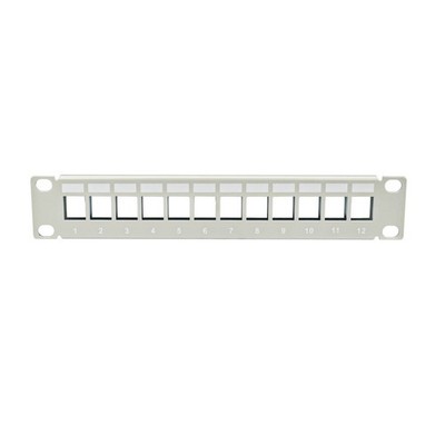 10'' Patchpanel Verteilerfeld 12-Port 1HE für Keystone Jack Modul grau ProfiPatch