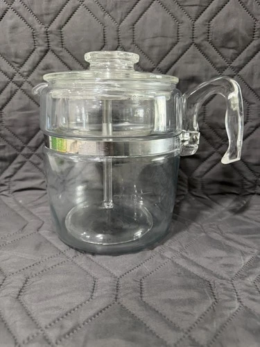 VINTAGE PYREX GLASS PERCOLATOR COFFEE POT  7759  9 CUP COMPLETE