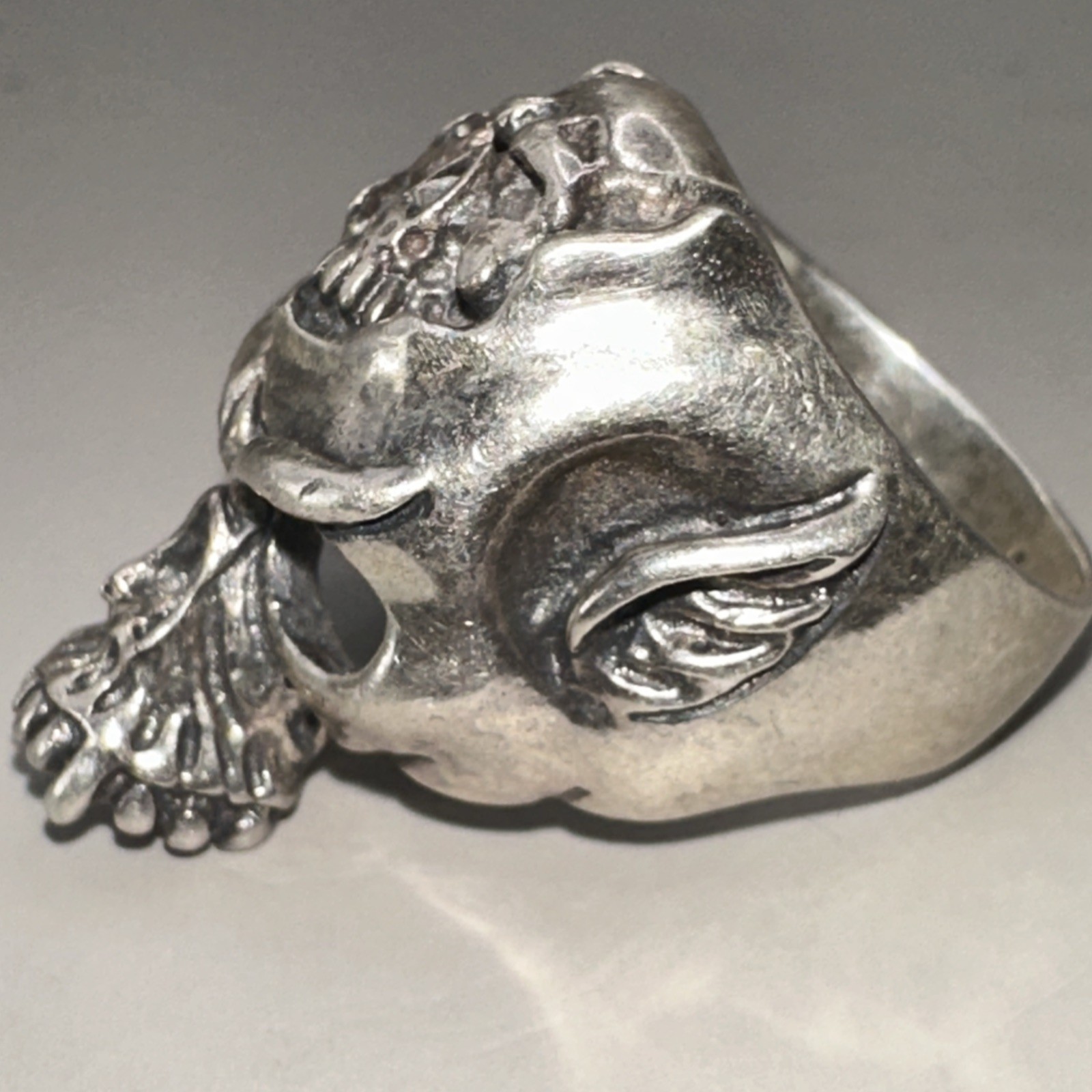 Skull Design Solid Sterling Silver Ring Size 8 (1… - image 5