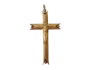 Authentic Vintage cross Pendant Jesus Gold plated Art Deco Style 0.1oz/2 5/8x1 5/16in