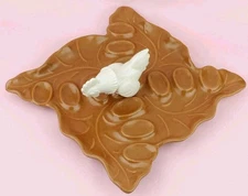 Vtg Calif USA Deviled Egg Plate 515 Brown Chicken Leaf MCM Cocoa Brown Speckled