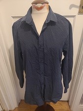 Mens George Size 16" Black And White Patterned Long Sleeved Shirt