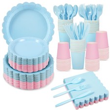 350 PCS Baby Gender Reveal Plates And Napkins 50 Guest Boy Or Girl Party Set