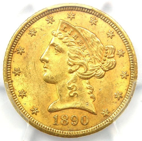 1890-CC Liberty Gold Half Eagle $5 Coin - PCGS MS62+ Plus Grade - $8,000 Value!