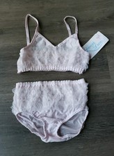 NEW Laura Dare Pink Ruffle Panty Bralette Top Set Girls Sz 4 USA Made NOS