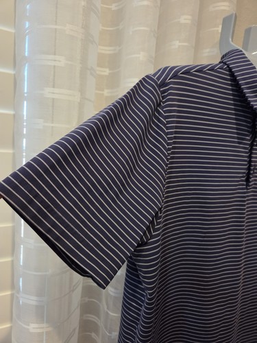 Camisa polo de golf Under Armour The Coeur D’Alene grande a rayas azules y grises para hombre - Imagen 3 de 7