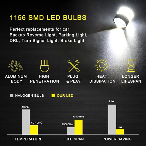 48-SMD 1156 LED Backup Reverse Parking Brake Turn Signal Lights DRL 6000K 2400LM - Picture 3 of 9