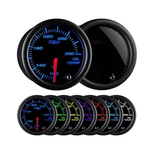 GlowShift Tinted 7 Color 300F Oil Temperature Gauge Kit - Includes 1/8-27 NPT...