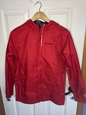 Columbia Lightweight Jacket Adjustable Hood Boys Large Red Excellent Condition