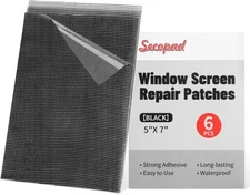 5" x 7" Black/Grey Screen Repair Kit, 6 PCS Window Screen Patch Repair Tape #216