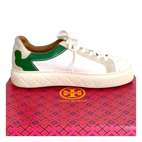 Tory Burch (75877) Olive Leather White/Brilliant Red Court Sneaker