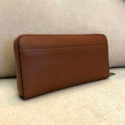 COACH x PEANUTS Long Wallet Snoopy Woodstock Leather Zip Brown